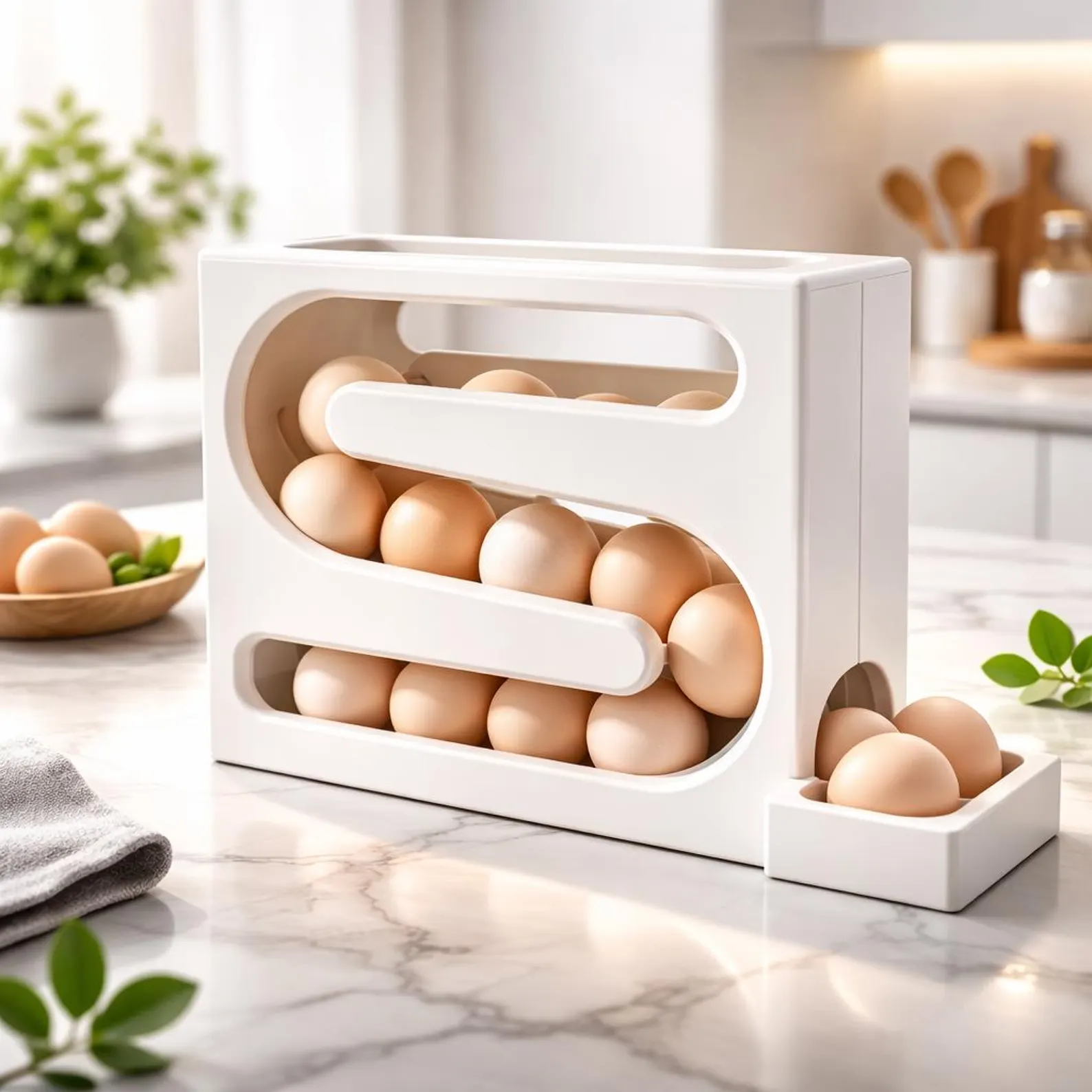 Gravity Fed 3D Print Kitchen Egg Holder Fridge Organizer